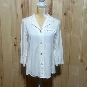 NWT POLA Oy Finland‎ White Tencel Button Down Top Size 10